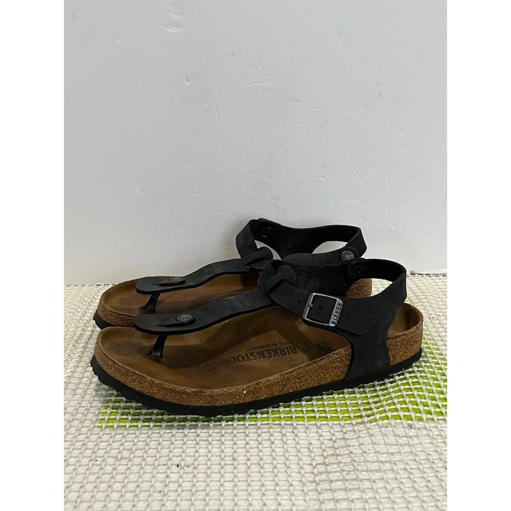 Birkenstock Seres Black Leather Ankle Strap Thong Sandals Women 9 Men 7 EU 40